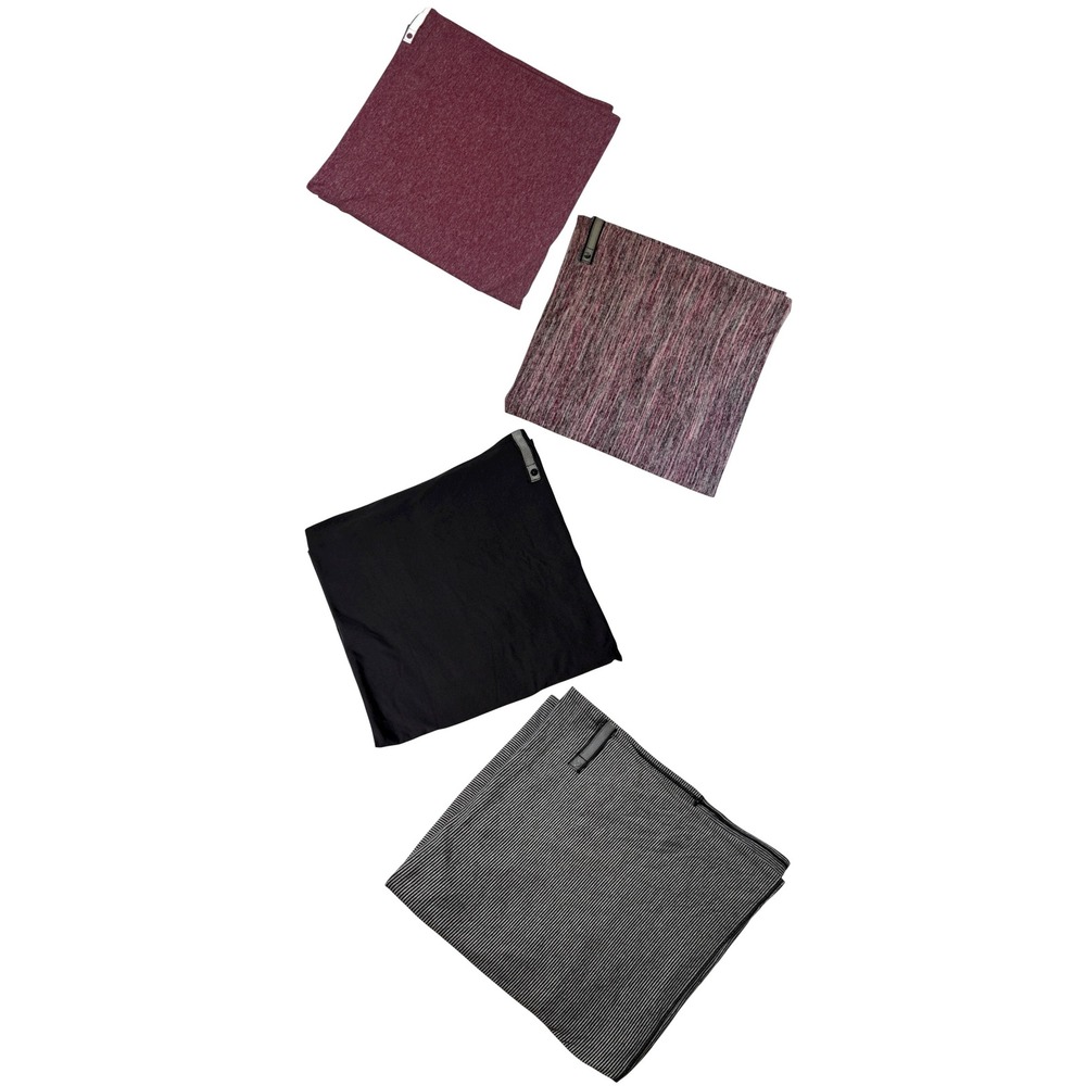 Lululemon Vinyasa Scarf Rulu Bundle of 4 Black, Berry, Ruby Wine, Tonka Stripe
